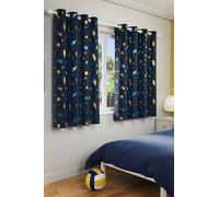 Enhanced Living Infinity Blue Children's eyelet Curtains For Bedroom - 46 X 72 Inch (117 X 183 Cm) - Room Darkening Thermal Noise Reducing Boys blue Curtains