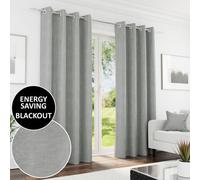 Enhanced Living Knightsbridge 100% Blackout, Thermal Grey Curtains With Eyelet Header (Pair) - 90X90 Inch (229X229Cm)