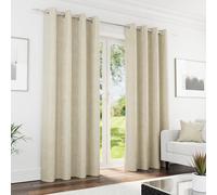 Enhanced Living Knightsbridge Cream Chenille Eyelet 100% Blackout Curtains 46 x 54 inch (117x137cm) Thermal Noise Reducing Eyelet Curtains for Bedroom and Living Room
