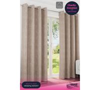 Enhanced Living Knightsbridge' Sand 100% Blackout, Thermal, Chenille Pair of Eyelet Curtains in Light Sand | Size: 117 cm width x 183 cm drop Enhanced Living Light Sand 117 cm width x 183 cm drop