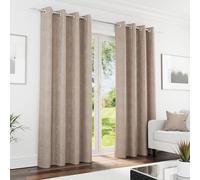 Enhanced Living 100% Blackout Chenille Curtains - Thermal/Energy Saving Pair with Eyelets For Living Room & Bedrooms Enhanced Living Light Sand 117 cm width x 137 cm drop