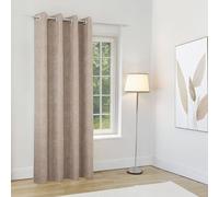 Enhanced Living Knightsbridge Sand Chenille Eyelet 100% Blackout Single Curtain 66 x 84 inch (168x214cm) Thermal Door Curtain Noise Reducing Eyelet French Door Curtains 1 Panel