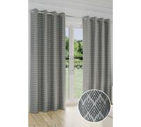 Enhanced Living Leaf Geometric Pattern Room Darkening Thermal Energy Saving Pair of Curtains with Eyelet Header For Living Room & Bedrooms Enhanced Living Grey 168 cm width x 183 cm drop