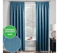 Enhanced Living Matrix Teal 66 X 54 Inch (168X137Cm) Tape Top Thermal Noise Reducing Dim Out Curtains (Pair)