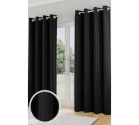 Enhanced Living 'Nightfall' Black Plain Supersoft Thermal Blockout Eyelet Curtains | Size: 117 cm width x 137 cm drop Enhanced Living Black 117 cm width x 137 cm drop