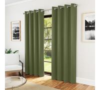 Enhanced Living Nightfall Eyelet Blackout Curtains, Olive Green 66x72 inch