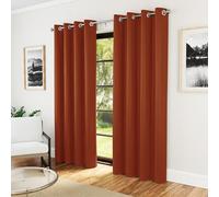 Enhanced Living Nightfall Eyelet Blackout Curtains, Orange 66x72 inch