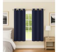 Enhanced Living Nightfall Eyelet Blackout Curtains - Thermal Navy Blue Curtains for Bedroom - 46x54 inch (117x137 cm) - 230gsm, Supersoft, Energy Saving & Noise Reducing - 2 x Curtain Panels