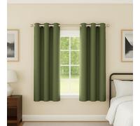 Enhanced Living Nightfall Eyelet Blackout Curtains - Thermal Olive Green Curtains for Bedroom - 46x54 inch (117x137 cm) - 230gsm, Supersoft, Energy Saving & Noise Reducing - 2 x Curtain Panels