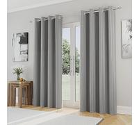 Enhanced Living Plain Supersoft Thermal Blockout Eyelet Curtains - Grey grey 66x54