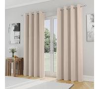 Enhanced Living 90x90" Natural Eyelet Nightfall Pair of Room Darkening, Supersoft Thermal, Energy Saving & Noise Reducing Curtains (229x229cm), Cream