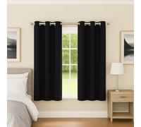 Enhanced Living Nightfall Plain Supersoft Black Thermal Blockout Eyelet Curtains - 66 x 54 inch (168 x 137cm) - Energy Saving & Noise Reducing Curtains for Bedroom & Living Room