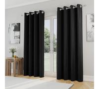 Enhanced Living Supersoft Black Thermal Blockout Eyelet Curtains 117x183cm Black