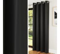 Enhanced Living Nightfall Plain Supersoft Thermal Room Darkening Eyelet Single Door Curtain - Black - 66" (168cm) Width x 84" (214cm) Drop