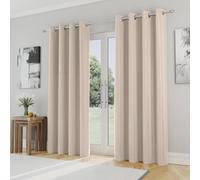 Enhanced Living Supersoft Natural Thermal Blockout Eyelet Curtains 168x183cm Beige
