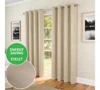 Enhanced Living Nightfall Plain Supersoft Natural Thermal Blockout Eyelet Curtains - 66 x 90 inch (168 x 229cm) - Energy Saving & Noise Reducing Curtains for Bedroom & Living Room