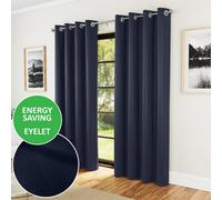 Enhanced Living Nightfall Plain Supersoft Navy Thermal Blockout Eyelet Curtains - 46 x 72 inch (117 x 183cm) - Energy Saving & Noise Reducing Curtains for Living Room & Bedroom