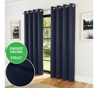 Enhanced Living Nightfall Eyelet Blackout Curtains - Thermal Navy Blue Curtains for Bedroom - 46x72 inch (117x183 cm) - 230gsm, Supersoft, Energy Saving & Noise Reducing - 2 x Curtain Panels