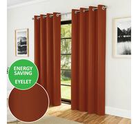 Enhanced Living Nightfall Plain Supersoft Thermal Room Darkening Eyelet Curtain - Pair for Living Room & Bedrooms - 90" (229cm) Width x 90" (229cm) Drop - Orange