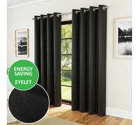 Enhanced Living Nightfall Eyelet Blackout Curtains - Thermal Black Curtains for Bedroom - 46x54 inch (117x137 cm) - 230gsm, Supersoft, Energy Saving & Noise Reducing - 2 x Curtain Panels
