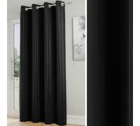 Enhanced Living Nightfall Plain Supersoft Thermal Room Darkening Eyelet Single Door Curtain - Black - 66" (168cm) Width x 84" (214cm) Drop