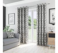 Enhanced Living Oakland Grey Leaf Pattern, Thermal, Room Darkening Pair Of Curtains With Eyelet Top - 46 X 72 Inch (117X183Cm)