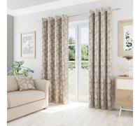 Enhanced Living Oakland Latte Leaf Pattern, Thermal, Room Darkening Pair Of Curtains With Eyelet Top - 46 X 54 Inch (117X137Cm)