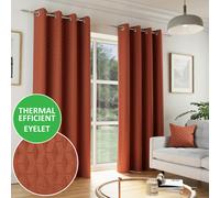 Enhanced Living Tokyo Orange Room Darkening Velvet Eyelet Curtains 229x229cm Orange