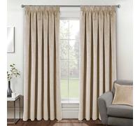 Enhanced Living Oxford Premium Velvet Cream Blackout Curtains for Curtains for Bedroom - Supersoft Tape Top Curtains - 66x90 inch (168x229 cm) - 2 x Curtain Panels