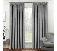 Enhanced Living Oxford Velvet Blackout Tape Top Curtains 168x137cm Grey