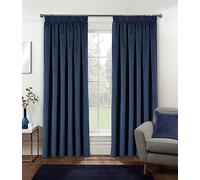 Velvet, Supersoft, 100% Blackout, Thermal Pair of Curtains with Tape Top Enhanced Living Blue 117cm width x 183cm drop