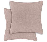 Enhanced Living Pair of Austin/Dallas Blush Cushion Covers 43x43cm - Textured Linen Look with Piped Edge - Double-Sided, Zip Opening - Covers Only, No Inserts