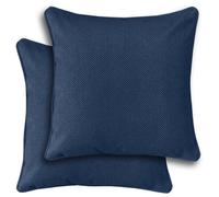 Enhanced Living Pair Of Chester Navy Herringbone Cushion Covers - 43X43Cm - Cases Only