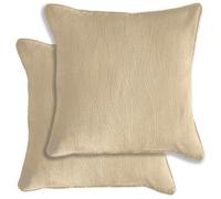Enhanced Living Pair of Goodwood Cream Textured Wave Pattern Cushion Covers 43x43cm - Embossed Wave Design with Piped Edge - Double-Sided, Zip Opening - Covers Only, No Inserts