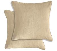 Pair of Goodwood Textured Wave Pattern Double Sided Zip Opening Piped Edge Cushion Covers - 43x43cm - Cases Only Enhanced Living Cream 43cm x 43cm
