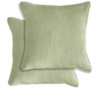 Pair of Goodwood Textured Wave Pattern Double Sided Zip Opening Piped Edge Cushion Covers - 43x43cm - Cases Only Enhanced Living Green 43cm x 43cm