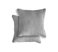 Enhanced Living Pair of Goodwood Textured Wave Pattern Double Sided Zip Opening Piped Edge Cushion Covers - 43x43cm - Cases Only Enhanced Living Silver 43 cm x 43 cm