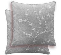Enhanced Living Pair Of Grey Floral Cushion Covers - 43X43Cm - Cases Only