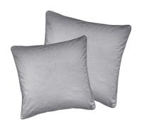 Pair of Soft Velvet Double Sided Zip Opening Piped Edge Cushion Covers - Cases Only Enhanced Living Grey 43cm x 43cm