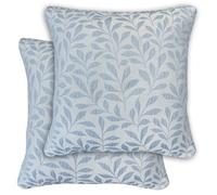 Enhanced Living Pair Of Ice Blue Jacquard Leaf Cushion Covers - 43X43Cm - Cases Only