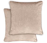 Enhanced Living Pair of Knightsbridge Sand Cushion Covers 43x43cm - Textured Chenille with Piped Edge - Double-Sided, Zip Opening - Covers Only, No Inserts