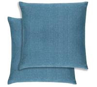 Enhanced Living Pair of Matrix Teal Embossed Design Cushion Covers 43x43cm - Plain Textured Design with Piped Edge - Double-Sided, Zip Opening - Covers Only, No Inserts