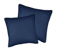 Enhanced Living Pair of Navy Plain Velvet Cushion Covers 43x43cm - Soft Velvet Fabric with Piped Edge - Double-Sided, Zip Opening - Covers Only, No Inserts