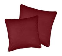 Enhanced Living Pair of Red Plain Velvet Cushion Covers 55x55cm - Soft Velvet Fabric with Piped Edge - Double-Sided, Zip Opening - Covers Only, No Inserts