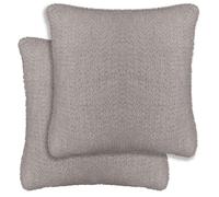 Enhanced Living Pair of Royale Soft Textured Double Sided Zip Opening Piped Edge Boucle Cushion Covers - 43x43cm - Cases Only - Silver