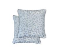 Enhanced Living Pair of Sherwood Jacquard Leaf Double Sided Zip Opening Piped Edge Cushion Covers - Cases Only in Light Blue | Size: 43 cm x 43 cm Enhanced Living Light Blue 43 cm x 43 cm