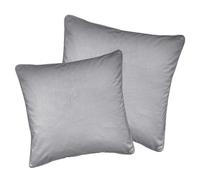 Enhanced Living Pair of Soft Velvet Double Sided Zip Opening Piped Edge Cushion Covers - Cases Only - 22" (55cm) x 22" (55cm) - Grey