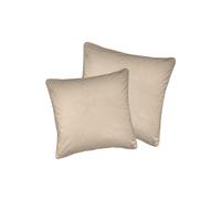 Enhanced Living Pair of Soft Velvet Double Sided Zip Opening Piped Edge Cushion Covers - Cases Only - 22" (55cm) x 22" (55cm) - Cream
