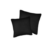 Enhanced Living Pair of Soft Velvet Double Sided Zip Opening Piped Edge Cushion Covers - Cases Only - 17" (43cm) x 17" (43cm) - Black