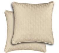 Enhanced Living Pair of Tokyo Cream Cushion Covers 43x43cm - Embossed Geometric Design with Piped Edge - Double-Sided, Zip Opening - Covers Only, No Inserts